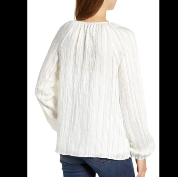 NYDJ Oversized White Layered peasant Popover Women's blouse 0X NWT - Picture 3 of 12